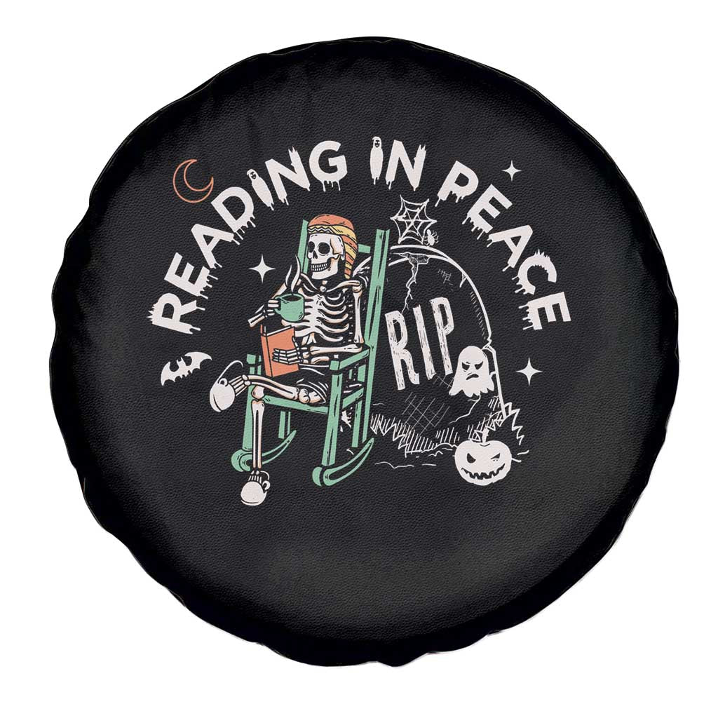 Reading Skeleton Spare Tire Cover RIP Reading In Peace Book Lover Spooky Vibe