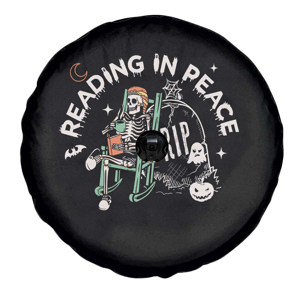 Reading Skeleton Spare Tire Cover RIP Reading In Peace Book Lover Spooky Vibe