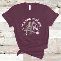 Reading Skeleton T Shirt RIP Reading In Peace Book Lover Spooky Vibe - Wonder Print Shop