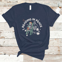 Reading Skeleton T Shirt RIP Reading In Peace Book Lover Spooky Vibe - Wonder Print Shop