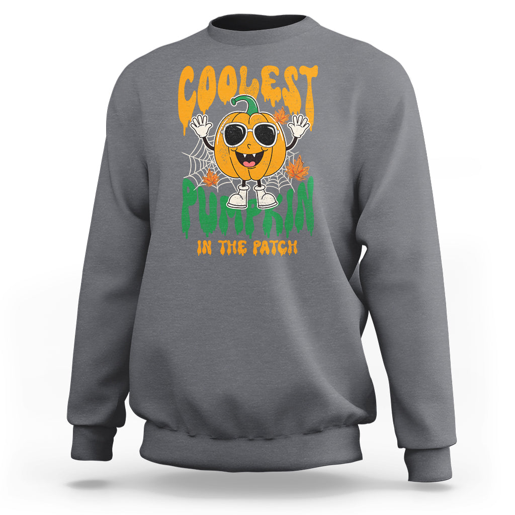 Fall Pumpkin Sweatshirt Coolest Pumpkin In The Patch Autumn Halloween Spooky Season - Wonder Print Shop