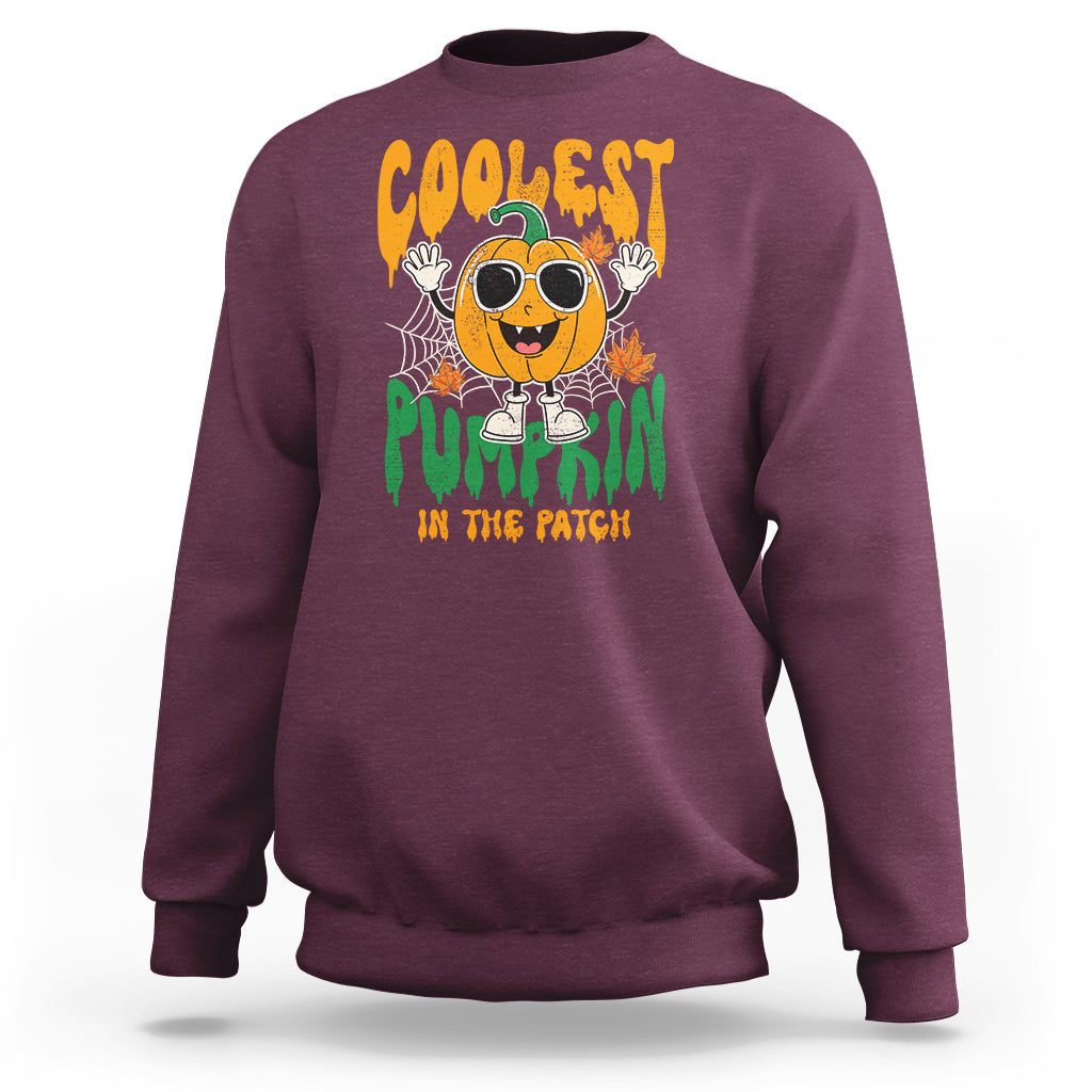 Fall Pumpkin Sweatshirt Coolest Pumpkin In The Patch Autumn Halloween Spooky Season - Wonder Print Shop