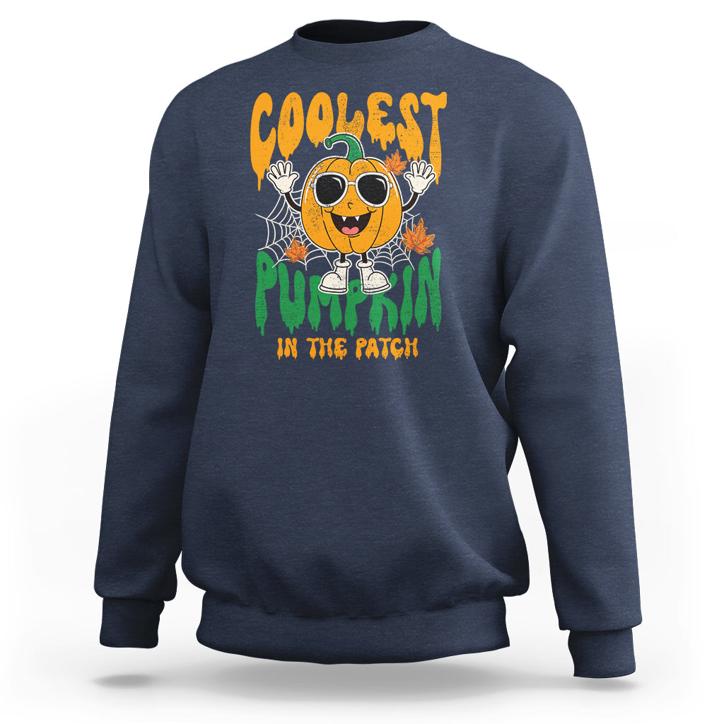 Fall Pumpkin Sweatshirt Coolest Pumpkin In The Patch Autumn Halloween Spooky Season - Wonder Print Shop