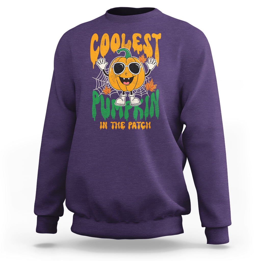 Fall Pumpkin Sweatshirt Coolest Pumpkin In The Patch Autumn Halloween Spooky Season - Wonder Print Shop