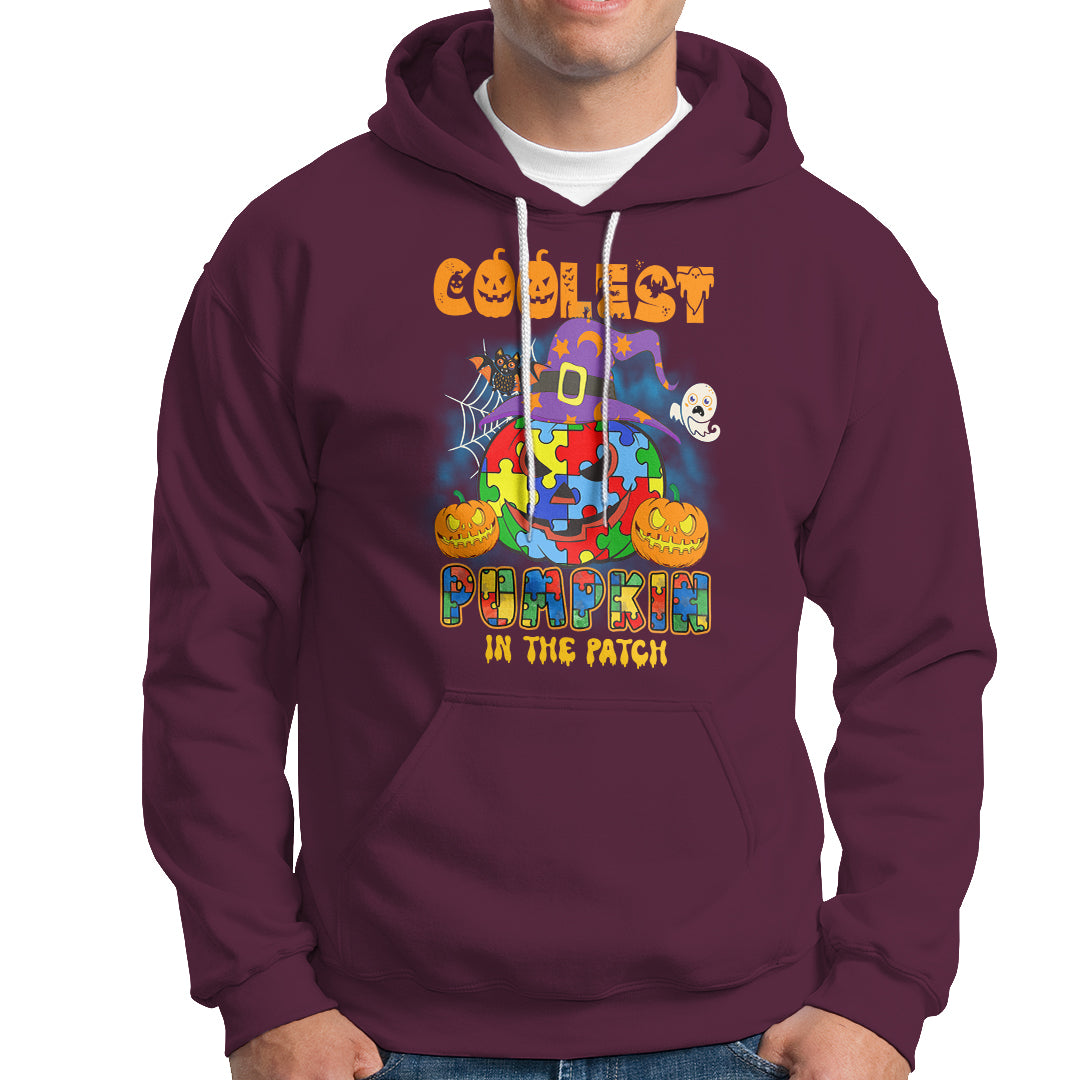 Autism Pumpkin Hoodie Coolest Pumpkin In The Patch Halloween Costume Autism Awareness - Wonder Print Shop