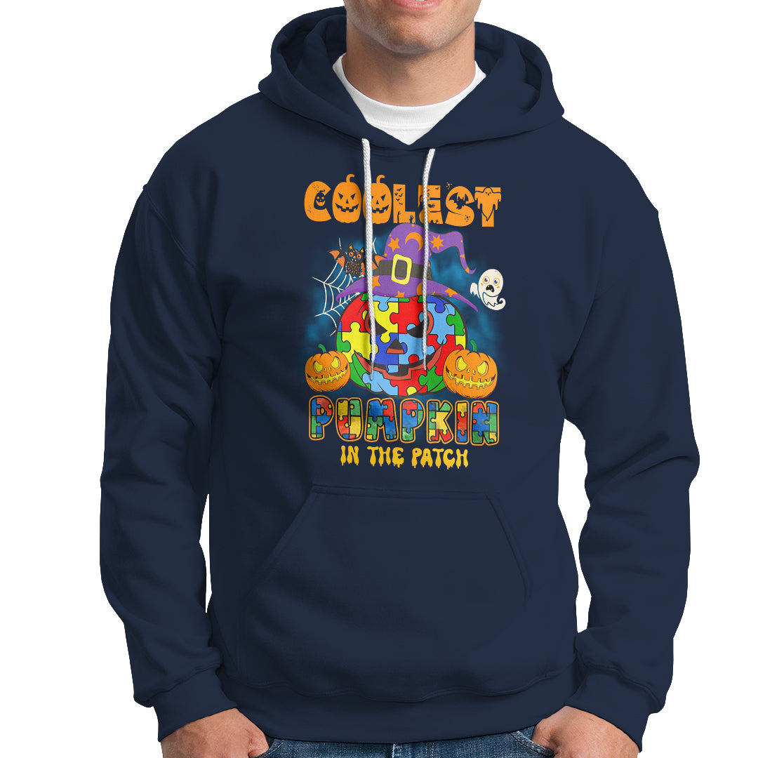 Autism Pumpkin Hoodie Coolest Pumpkin In The Patch Halloween Costume Autism Awareness - Wonder Print Shop