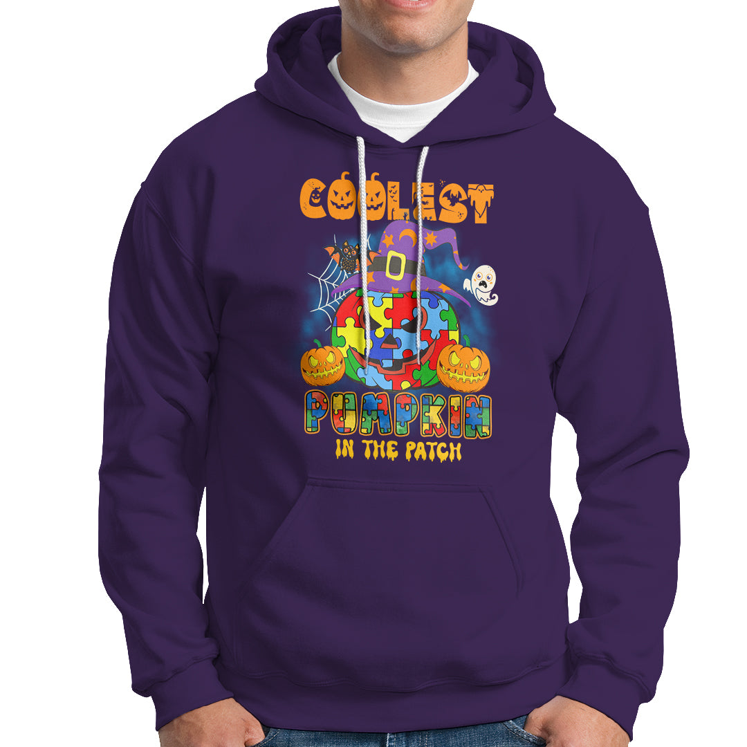 Autism Pumpkin Hoodie Coolest Pumpkin In The Patch Halloween Costume Autism Awareness - Wonder Print Shop