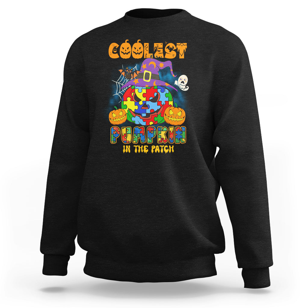 Autism Pumpkin Sweatshirt Coolest Pumpkin In The Patch Halloween Costume Autism Awareness - Wonder Print Shop