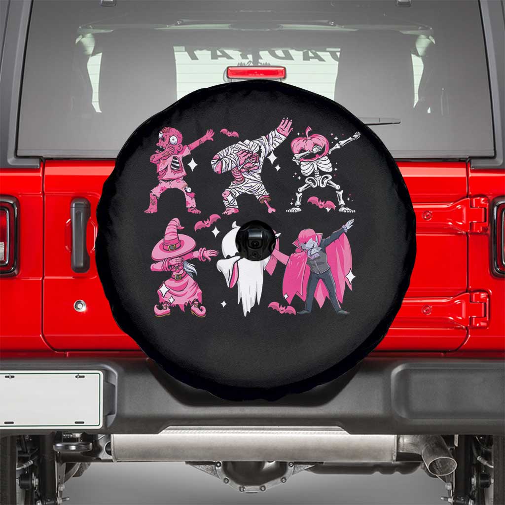 Pink Halloween Breast Cancer Spare Tire Cover Dabbing Skeleton Zombie