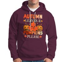 Fall Vibes Hoodie Autumn Leaves And Pumpkin Please Scary Pumpkin Halloween - Wonder Print Shop