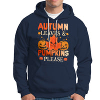 Fall Vibes Hoodie Autumn Leaves And Pumpkin Please Scary Pumpkin Halloween - Wonder Print Shop