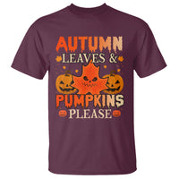 Fall Vibes T Shirt Autumn Leaves And Pumpkin Please Scary Pumpkin Halloween - Wonder Print Shop