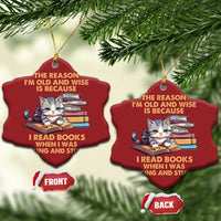 Cat Reading Christmas Ornament I'm Old And Wise Because I Read Books When I Was Young And Stupid Funny Reading Lover - Wonder Print Shop