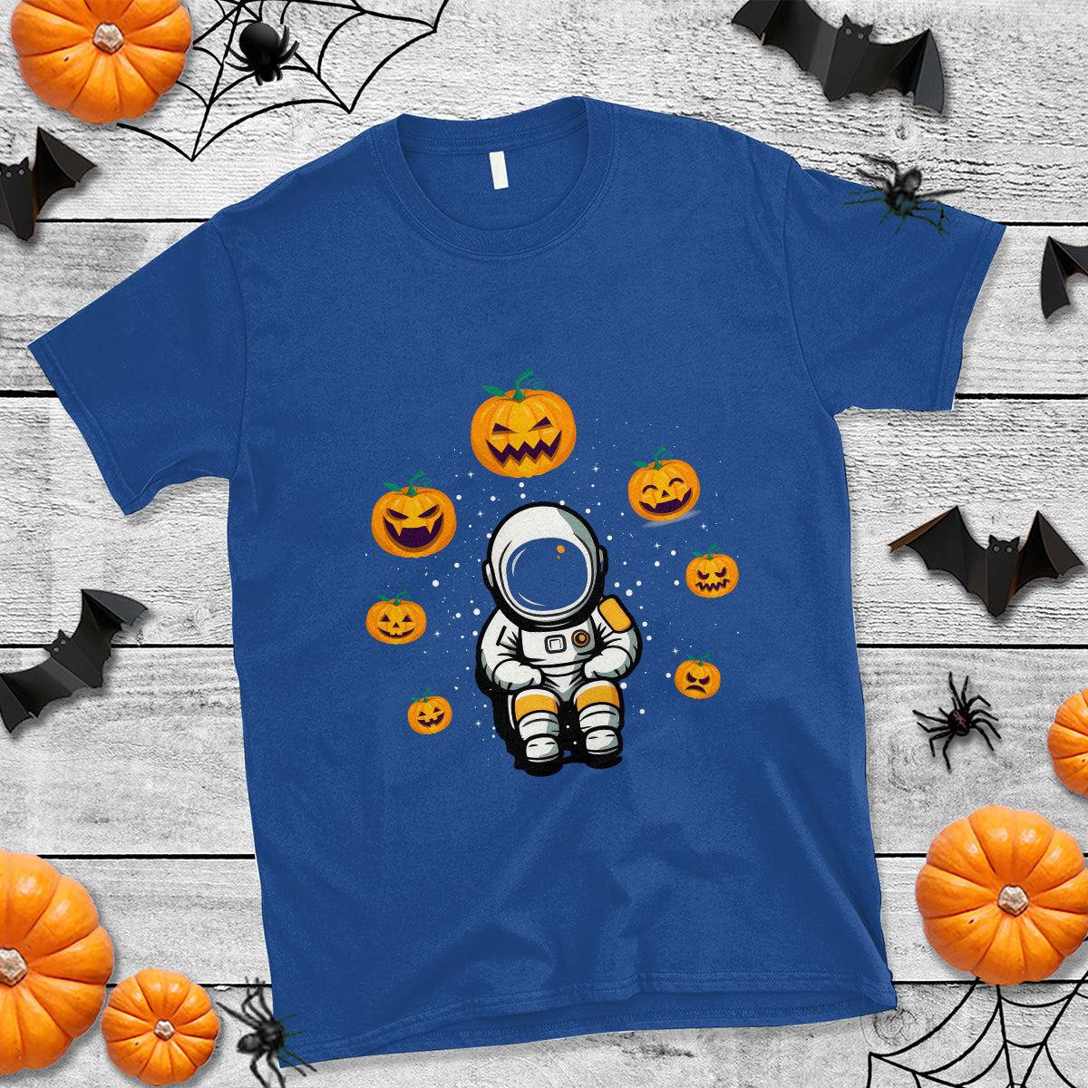 Halloween Astronaut T Shirt Scary Pumpkin Universe Outer Space Halloween Costume - Wonder Print Shop