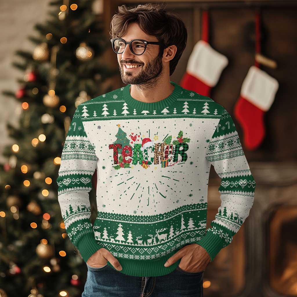 Teacher Xmas Ugly Christmas Sweater Merry Xmas Gifts - Wonder Print Shop