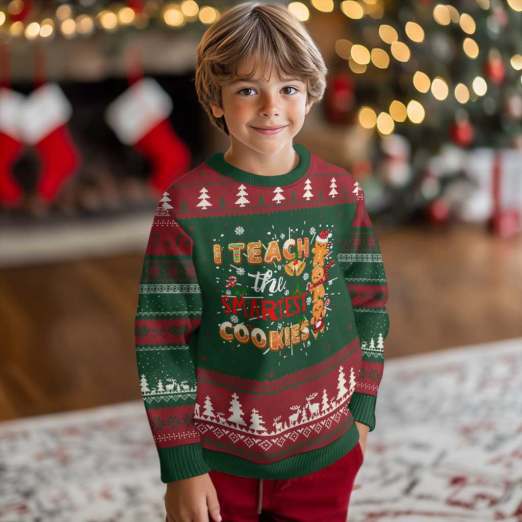 Teacher Christmas Ugly Christmas Sweater I Teach The Smartest Cookies Gingerbread Man Students - Wonder Print Shop