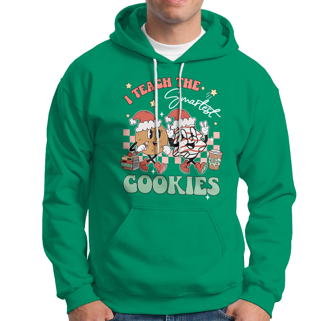 Teacher Christmas Hoodie I Teach The Smartest Cookies Retro Groovy Xmas Cookies - Wonder Print Shop
