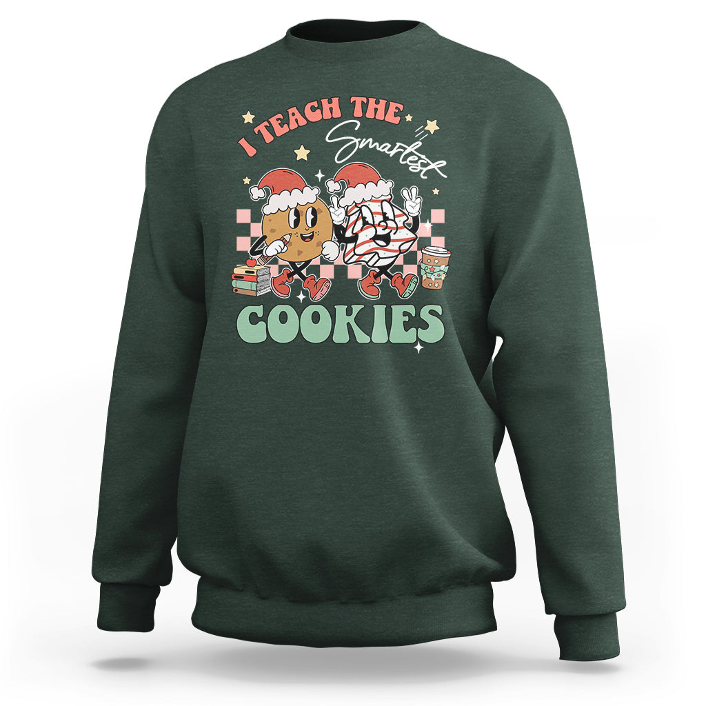 Teacher Christmas Sweatshirt I Teach The Smartest Cookies Retro Groovy Xmas Cookies - Wonder Print Shop