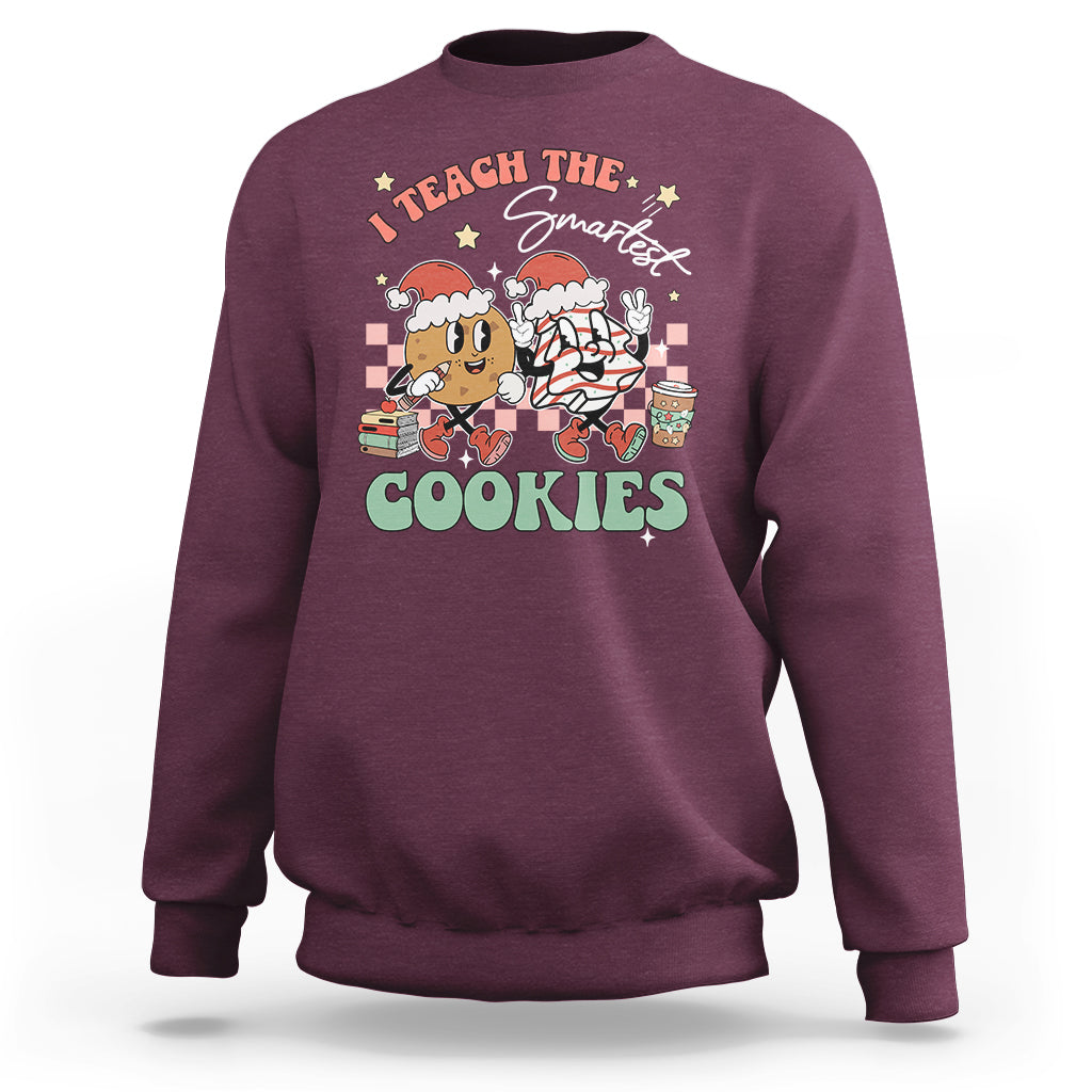 Teacher Christmas Sweatshirt I Teach The Smartest Cookies Retro Groovy Xmas Cookies - Wonder Print Shop