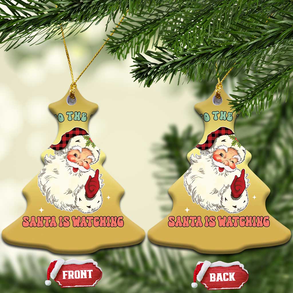 Be Nice To The Teacher Santa Is Watching Retro Groovy Christmas Christmas Ornament - Wonder Print Shop