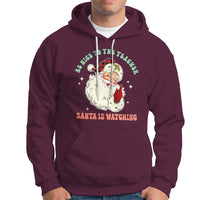 Be Nice To The Teacher Santa Is Watching Retro Groovy Christmas Hoodie - Wonder Print Shop