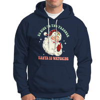 Be Nice To The Teacher Santa Is Watching Retro Groovy Christmas Hoodie - Wonder Print Shop