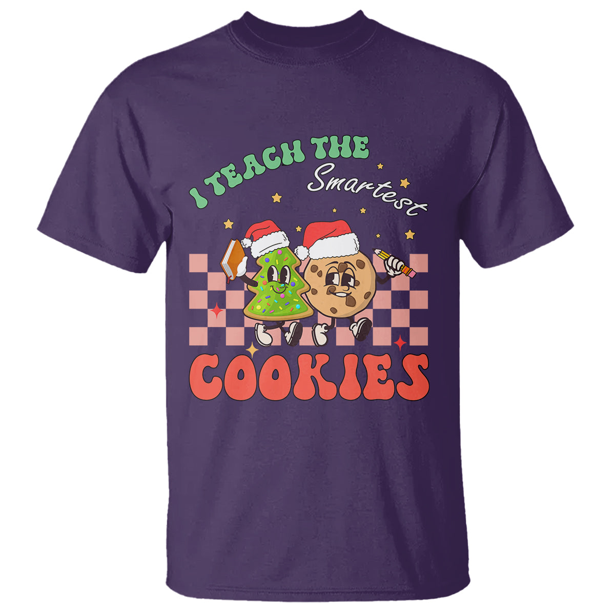 Teacher Christmas T Shirt I Teach The Smartest Cookies Retro Groovy Xmas Cookies - Wonder Print Shop