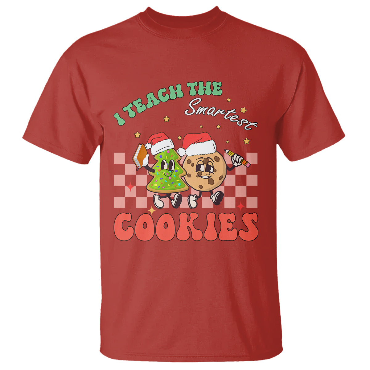 Teacher Christmas T Shirt I Teach The Smartest Cookies Retro Groovy Xmas Cookies - Wonder Print Shop
