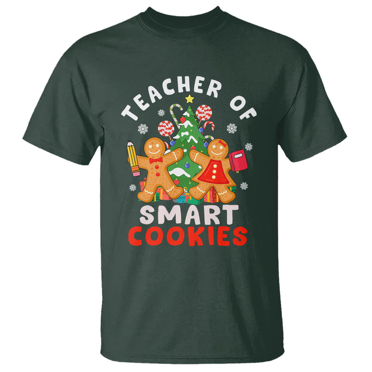 Teacher of Smart Cookies Christmas Gingerbread Man T Shirt - Wonder Print Shop