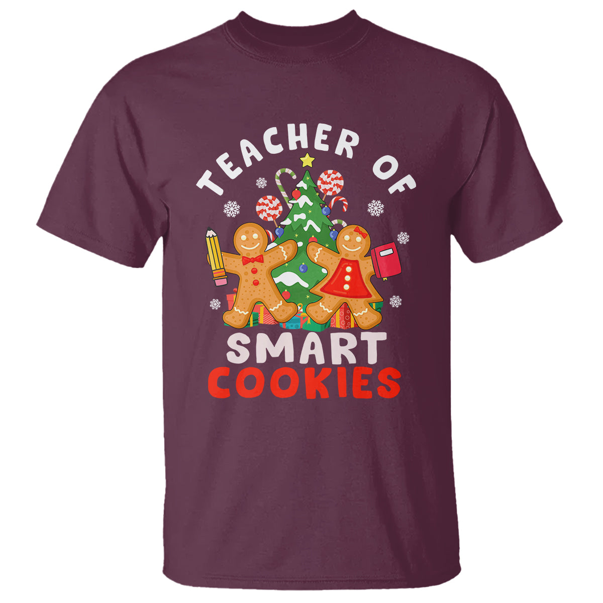 Teacher of Smart Cookies Christmas Gingerbread Man T Shirt - Wonder Print Shop