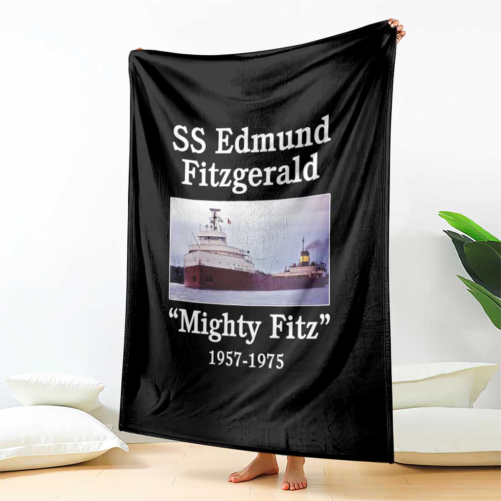 SS Edmund Fitzgerald Mighty Fitz Tribute Throw Blanket Great Lakes Shipwreck Memorial - Wonder Print Shop