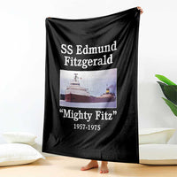 SS Edmund Fitzgerald Mighty Fitz Tribute Throw Blanket Great Lakes Shipwreck Memorial - Wonder Print Shop