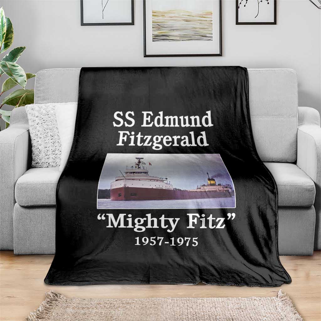SS Edmund Fitzgerald Mighty Fitz Tribute Throw Blanket Great Lakes Shipwreck Memorial - Wonder Print Shop
