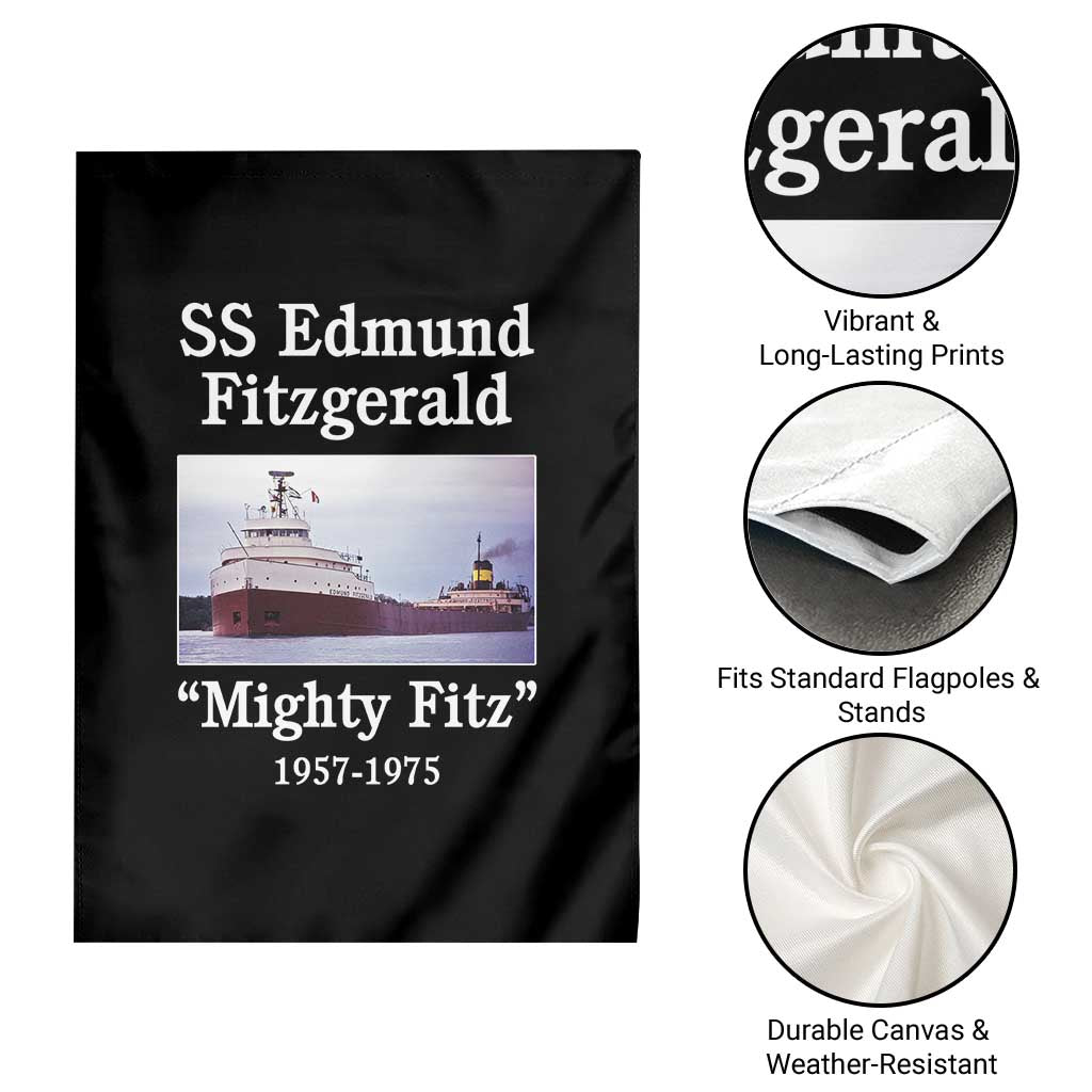 SS Edmund Fitzgerald Mighty Fitz Tribute Garden Flag Great Lakes Shipwreck Memorial - Wonder Print Shop