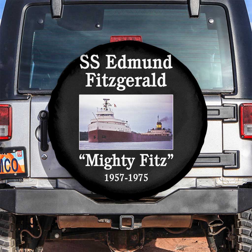 SS Edmund Fitzgerald Mighty Fitz Tribute Spare Tire Cover Great Lakes Shipwreck Memorial - Wonder Print Shop