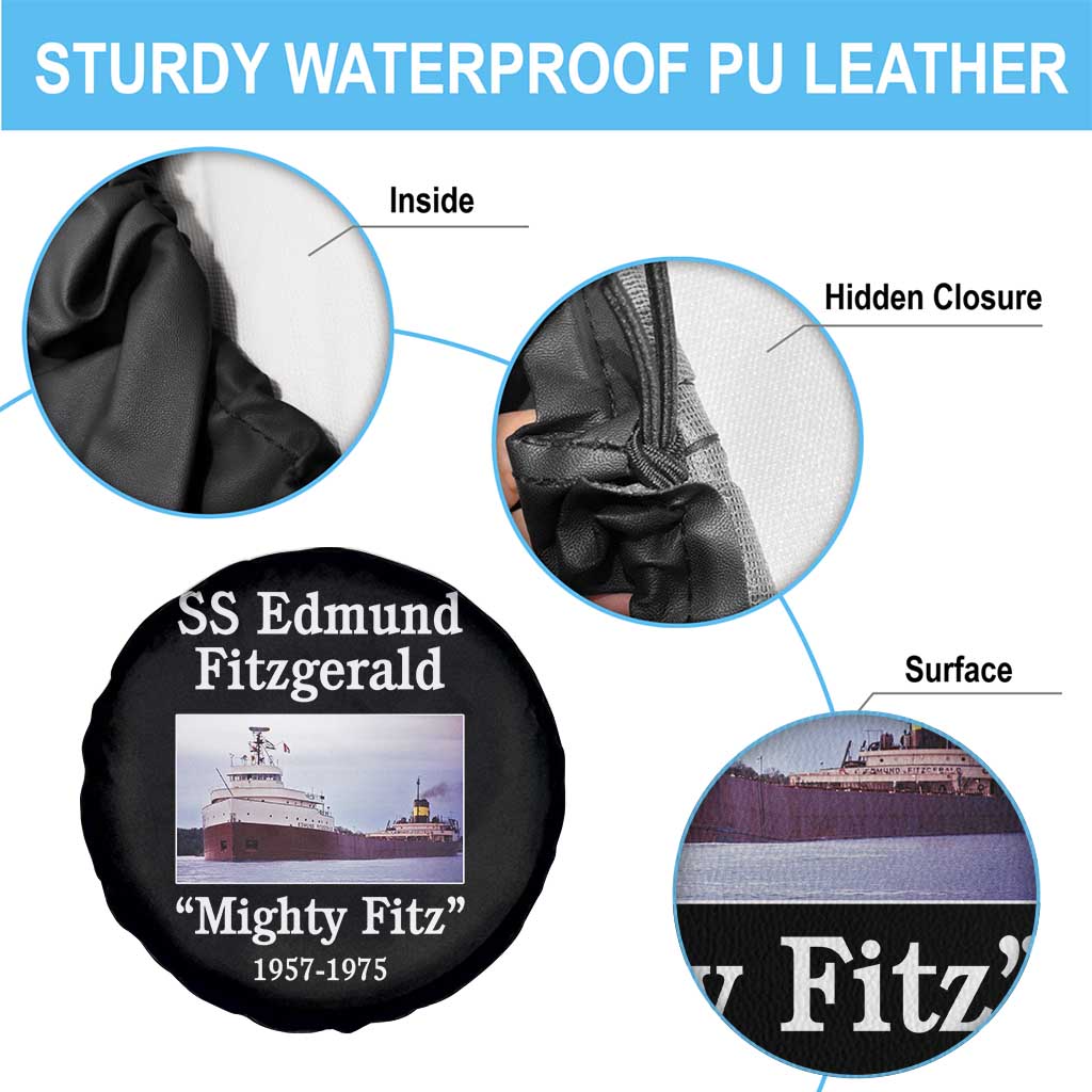 SS Edmund Fitzgerald Mighty Fitz Tribute Spare Tire Cover Great Lakes Shipwreck Memorial - Wonder Print Shop