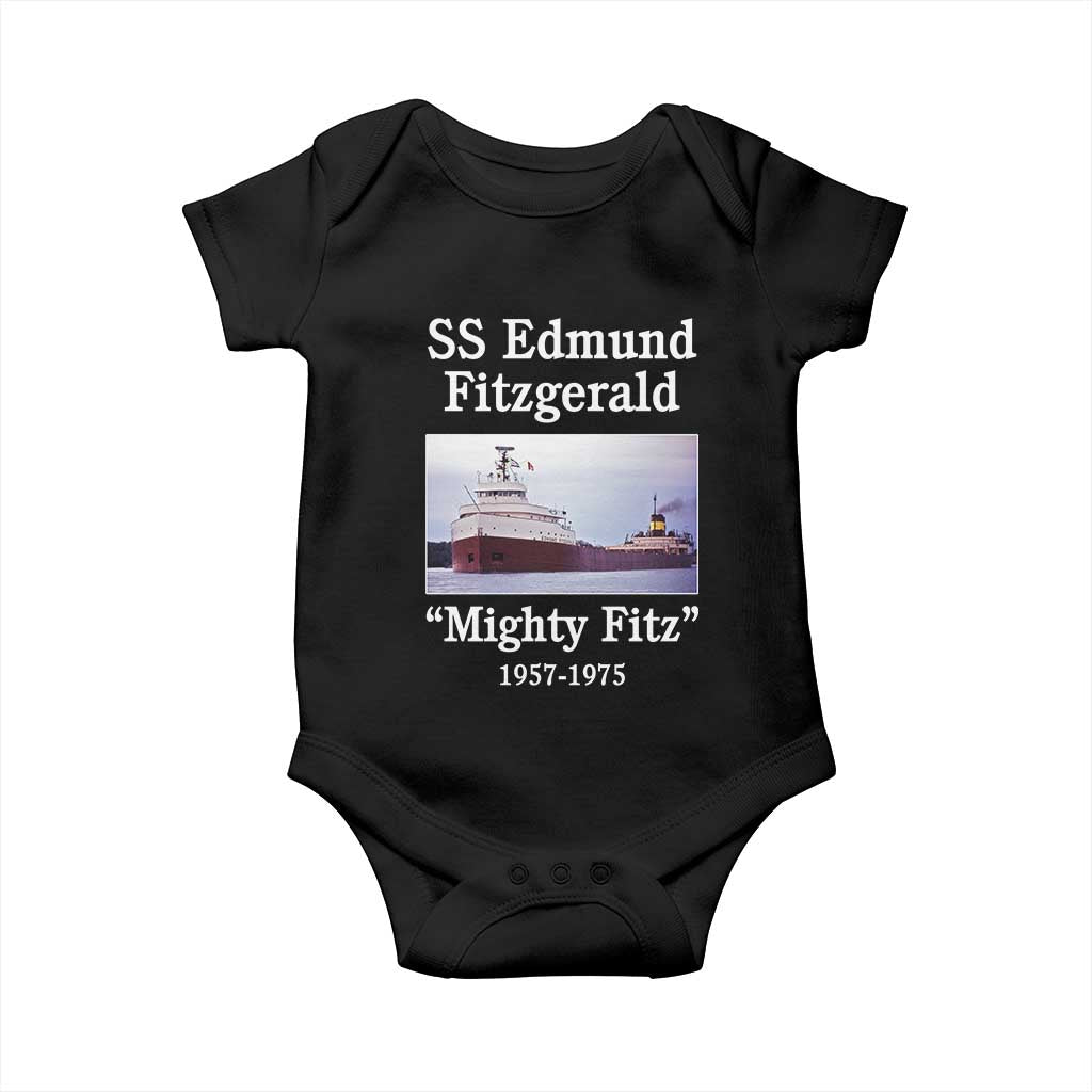 SS Edmund Fitzgerald Mighty Fitz Tribute Baby Onesie Great Lakes Shipwreck Memorial - Wonder Print Shop
