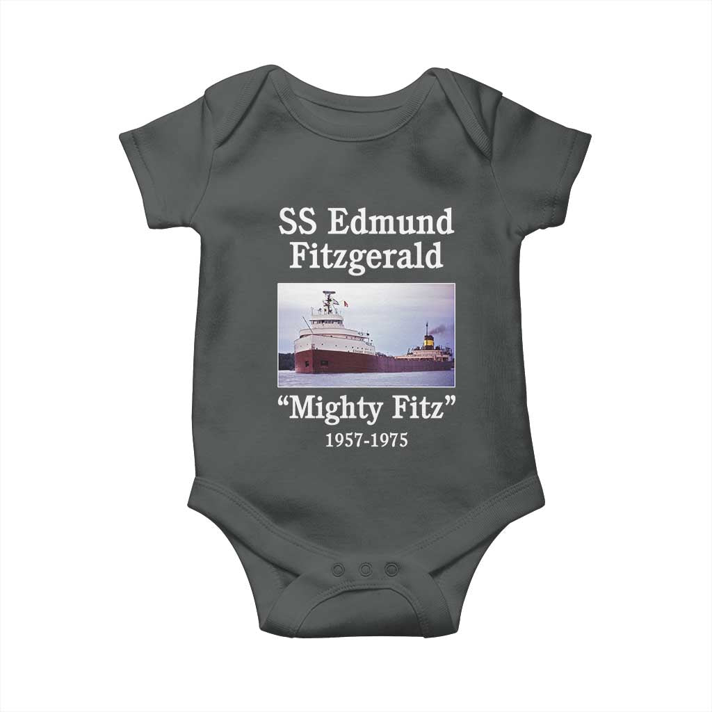 SS Edmund Fitzgerald Mighty Fitz Tribute Baby Onesie Great Lakes Shipwreck Memorial - Wonder Print Shop