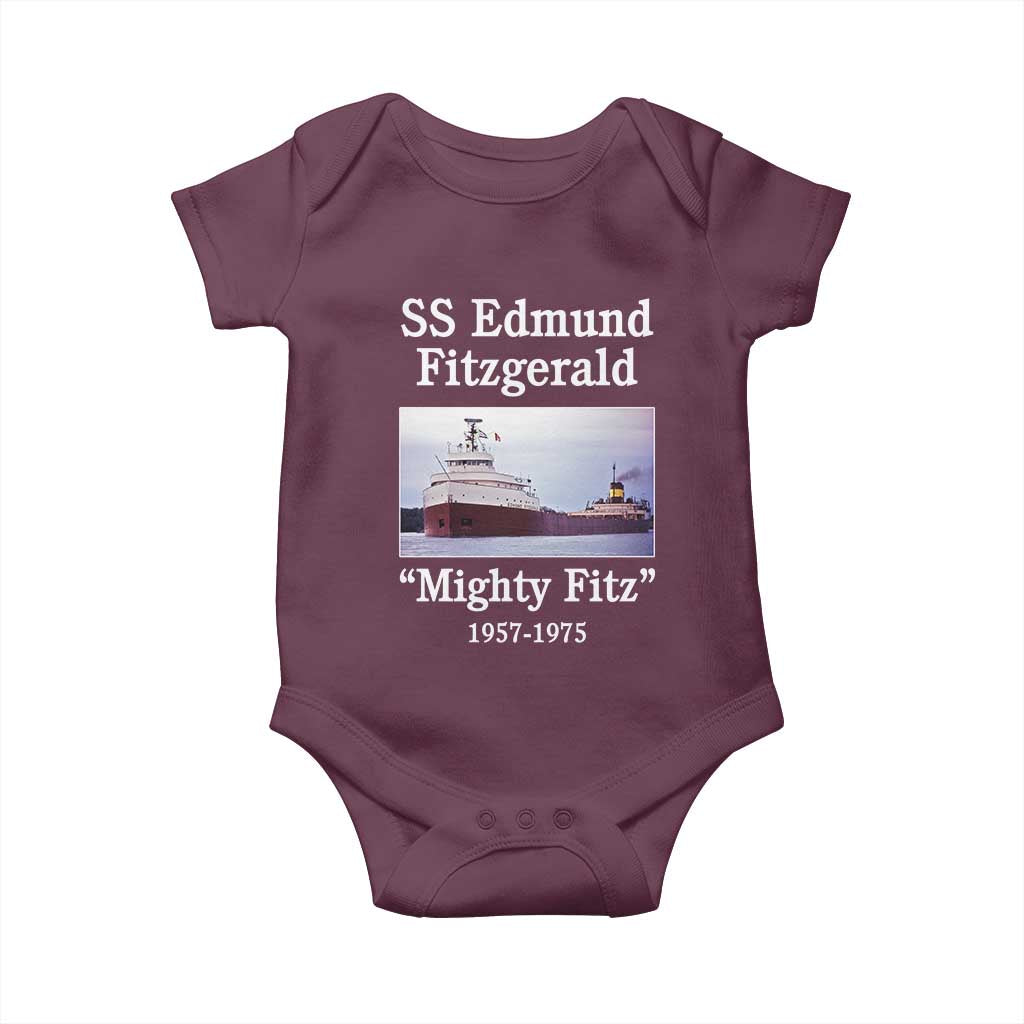 SS Edmund Fitzgerald Mighty Fitz Tribute Baby Onesie Great Lakes Shipwreck Memorial - Wonder Print Shop