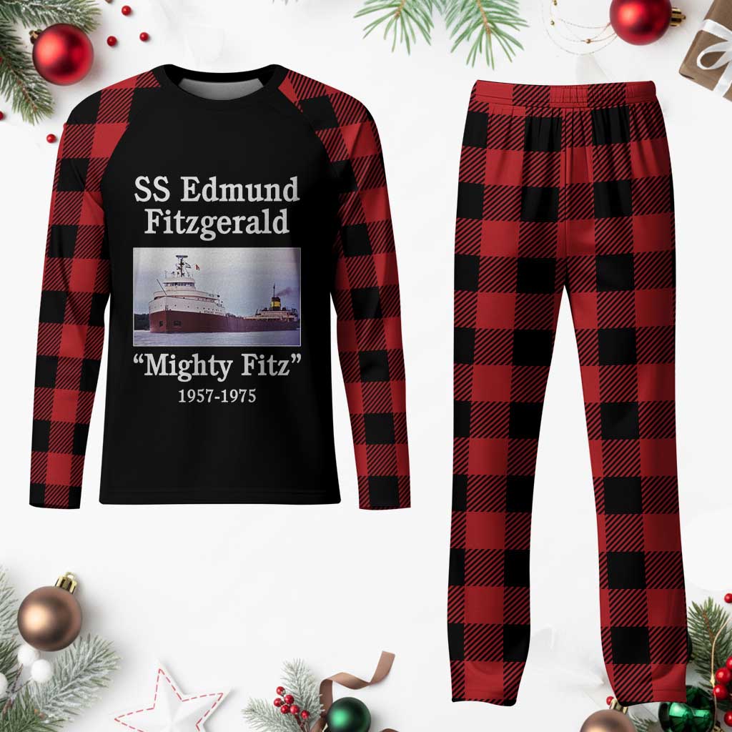 SS Edmund Fitzgerald Mighty Fitz Tribute Plaid Pajama Set Great Lakes Shipwreck Memorial - Wonder Print Shop