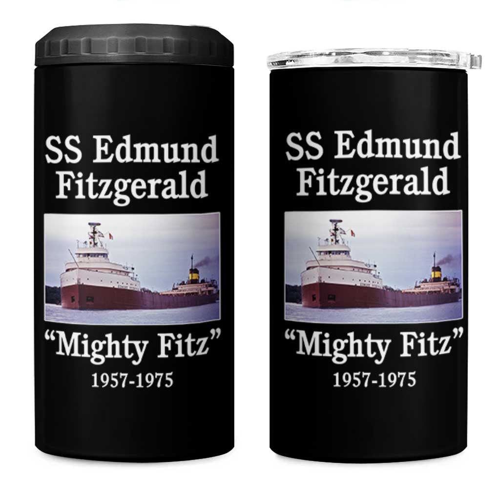 SS Edmund Fitzgerald Mighty Fitz Tribute 4 in 1 Can Cooler Tumbler Great Lakes Shipwreck Memorial - Wonder Print Shop