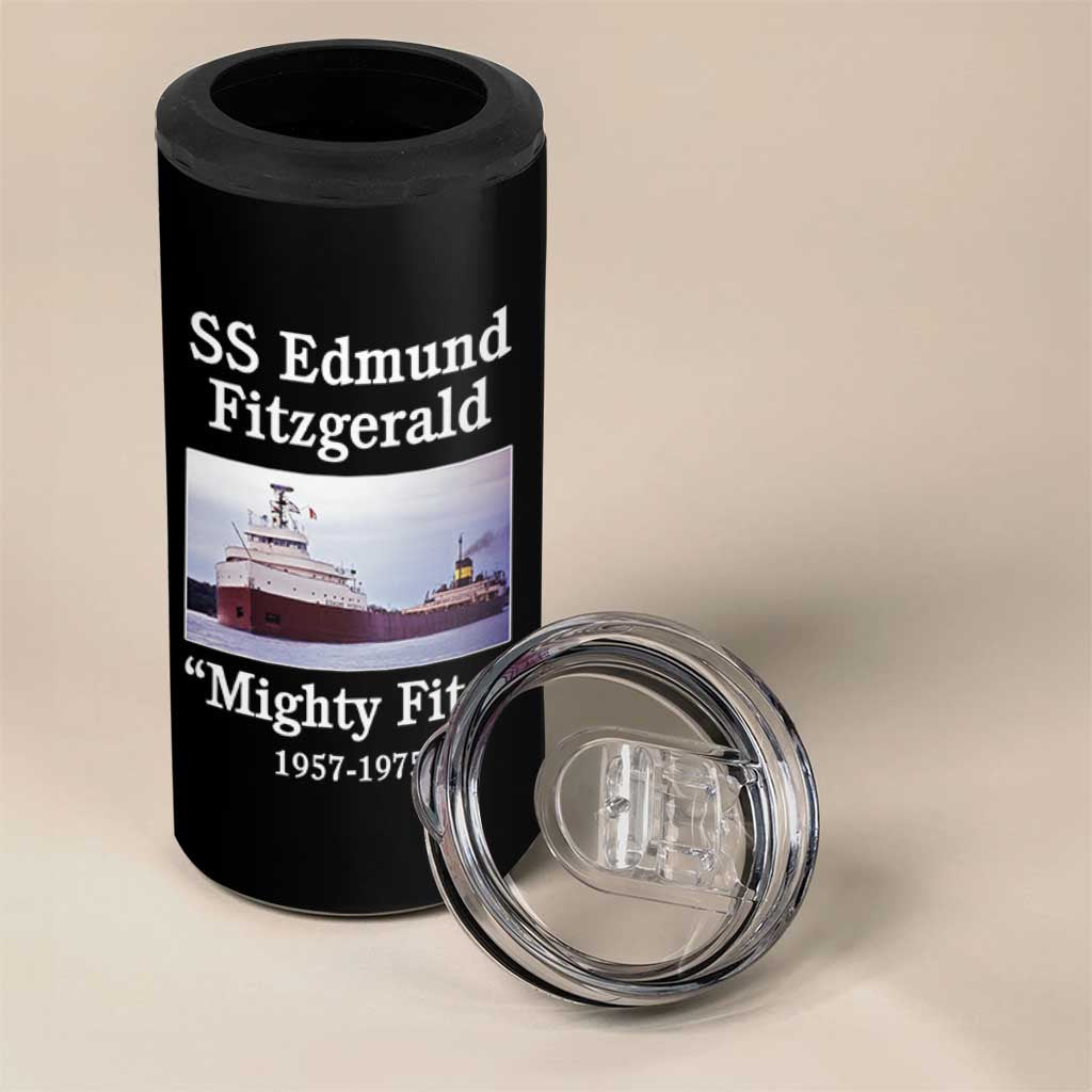 SS Edmund Fitzgerald Mighty Fitz Tribute 4 in 1 Can Cooler Tumbler Great Lakes Shipwreck Memorial - Wonder Print Shop