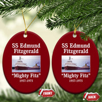 SS Edmund Fitzgerald Mighty Fitz Tribute Ceramic Ornament Great Lakes Shipwreck Memorial - Wonder Print Shop
