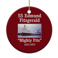 SS Edmund Fitzgerald Mighty Fitz Tribute Ceramic Ornament Great Lakes Shipwreck Memorial - Wonder Print Shop