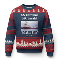SS Edmund Fitzgerald Mighty Fitz Tribute Ugly Christmas Sweater Great Lakes Shipwreck Memorial - Wonder Print Shop