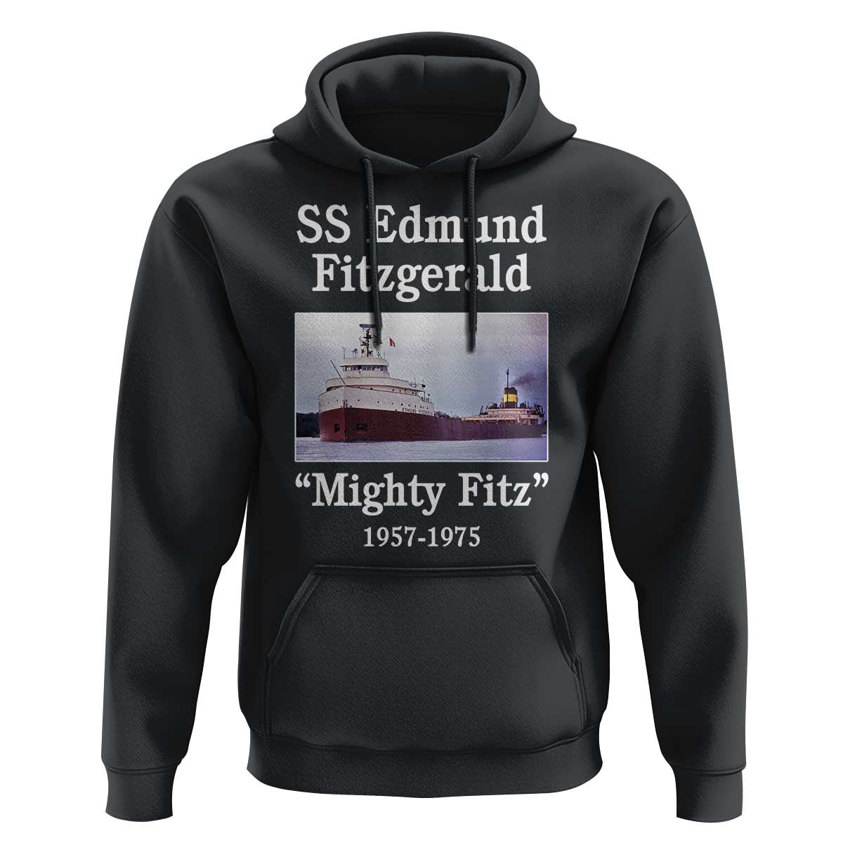 SS Edmund Fitzgerald Mighty Fitz Tribute Hoodie Great Lakes Shipwreck Memorial - Wonder Print Shop