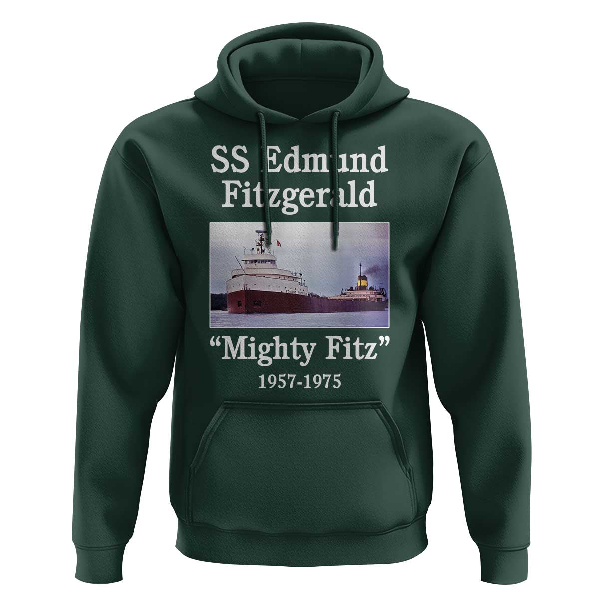 SS Edmund Fitzgerald Mighty Fitz Tribute Hoodie Great Lakes Shipwreck Memorial - Wonder Print Shop