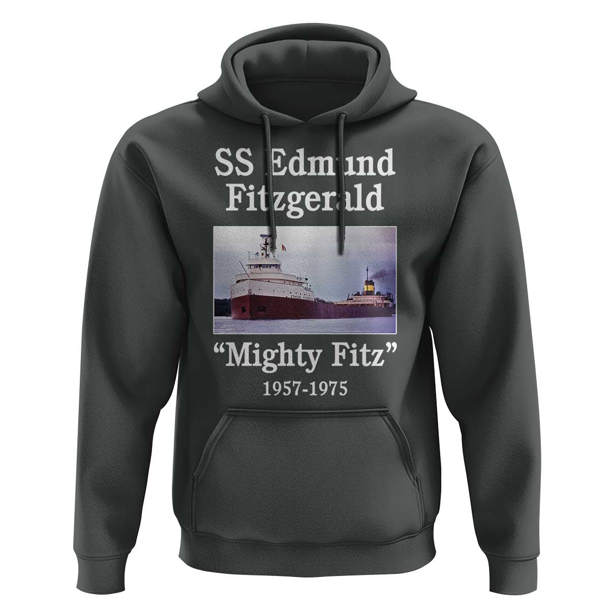 SS Edmund Fitzgerald Mighty Fitz Tribute Hoodie Great Lakes Shipwreck Memorial - Wonder Print Shop