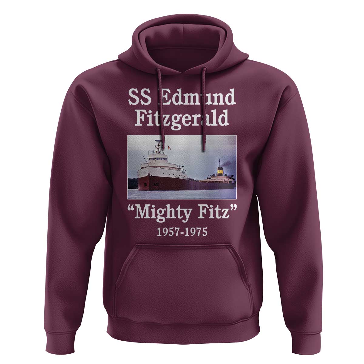 SS Edmund Fitzgerald Mighty Fitz Tribute Hoodie Great Lakes Shipwreck Memorial - Wonder Print Shop