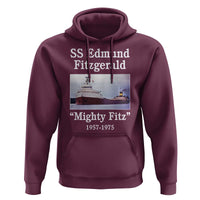 SS Edmund Fitzgerald Mighty Fitz Tribute Hoodie Great Lakes Shipwreck Memorial - Wonder Print Shop